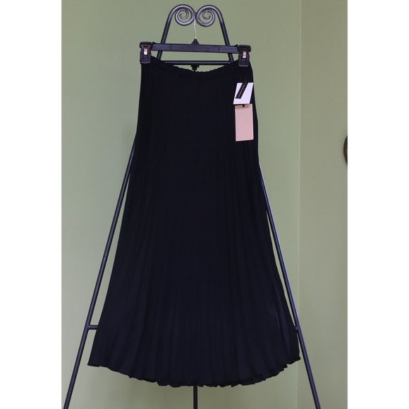 Nordstrom Halogen Black Pleated High Waist Midi Skirt - Picture 5 of 7